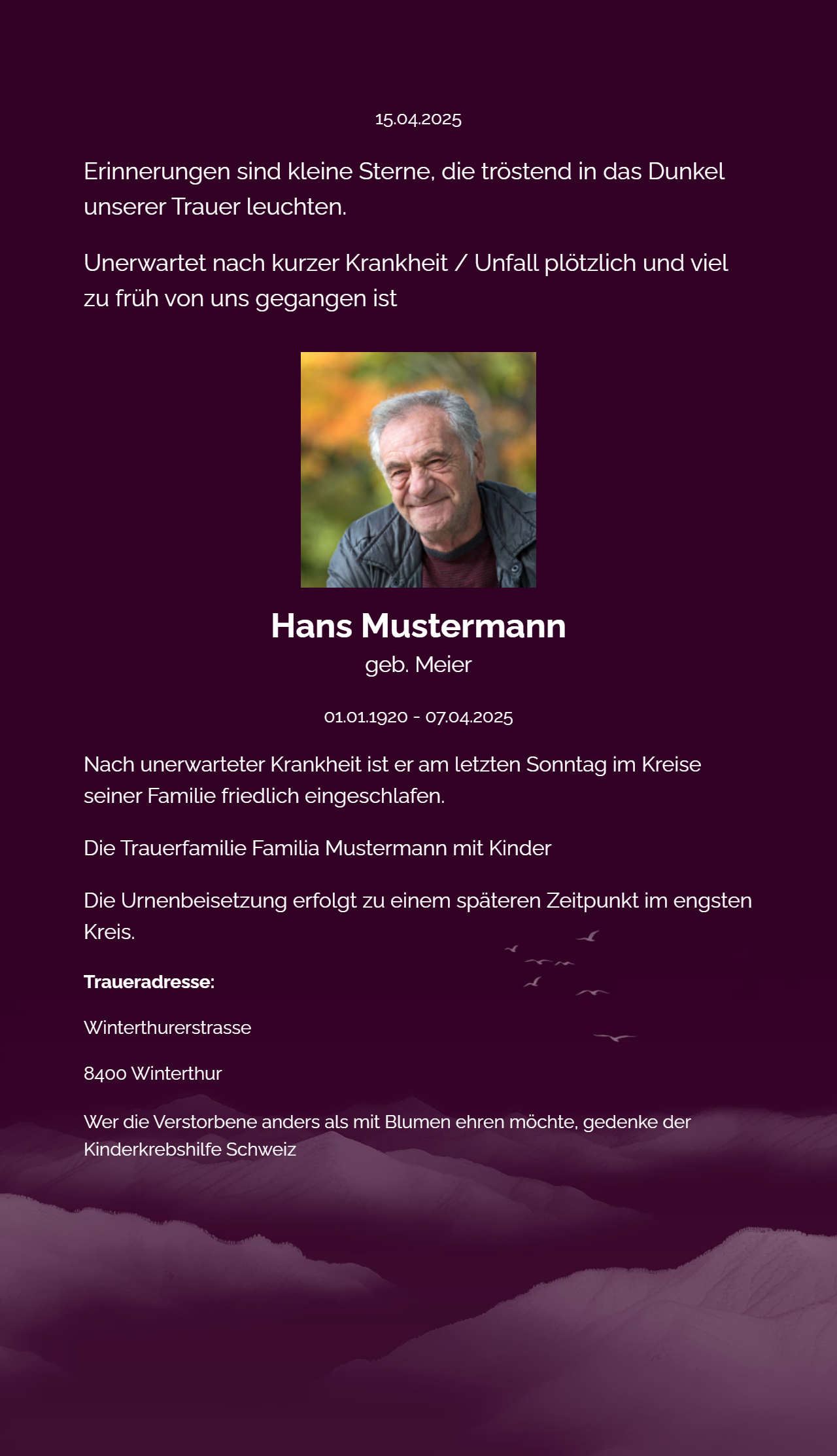 Todesanzeige Hans Mustermann